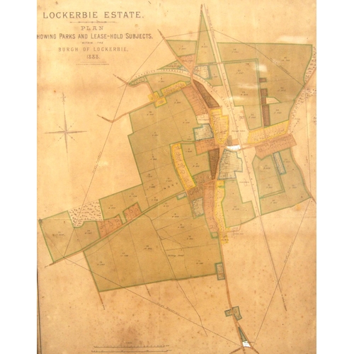 276 - Three framed Lockerbie plans, part plan of Lockerbie 1786, 71cm x 50cm, and two of Lockerbie Estate ... 