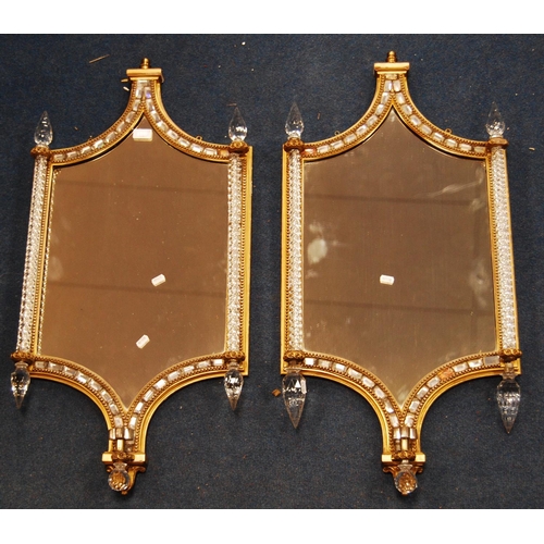 306 - Pair of continental mirrors of rectangular form with tapering ends, beaded edges enclosing mirrored ... 