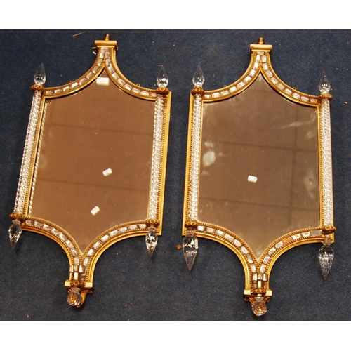 306 - Pair of continental mirrors of rectangular form with tapering ends, beaded edges enclosing mirrored ... 