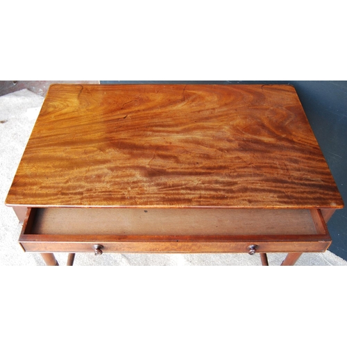 313 - 19th century mahogany hall table, the rectangular top over cockbeaded frieze drawer, raised on ring ... 