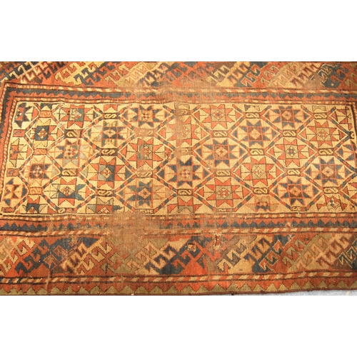 336 - Gendje rug with all over star design, cream ground and triple border, 196cm x 104cm.