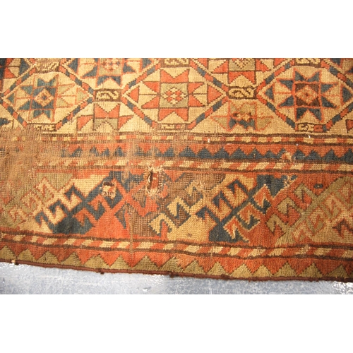 336 - Gendje rug with all over star design, cream ground and triple border, 196cm x 104cm.