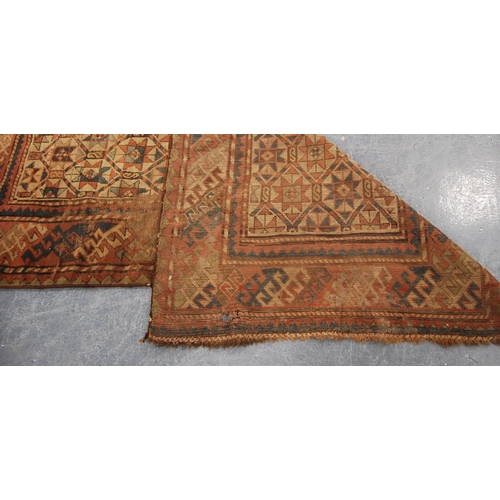 336 - Gendje rug with all over star design, cream ground and triple border, 196cm x 104cm.