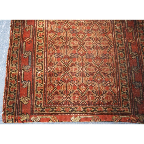 340 - Kurdish runner with all over floral design and triple border, 295cm x 96cm.