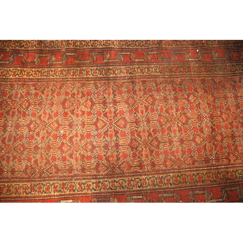 340 - Kurdish runner with all over floral design and triple border, 295cm x 96cm.