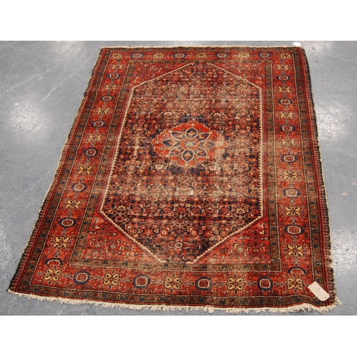 345 - Malayeri rug with central flowerhead medallion over blue ground, all over floral design, spandrels a... 