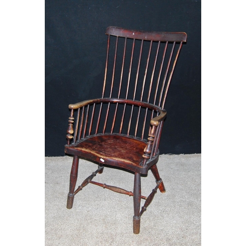 354 - Darvel chair with tablet top rail over comb back, hoop arms, baluster supports, splayed baluster tur... 