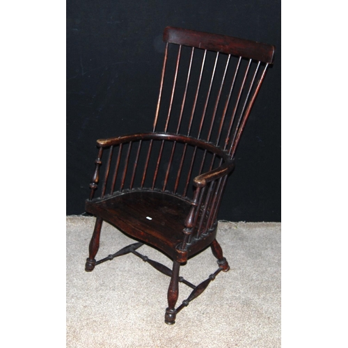355 - Darvel chair with tablet top rail over comb back, hoop arms, baluster supports, splayed baluster tur... 