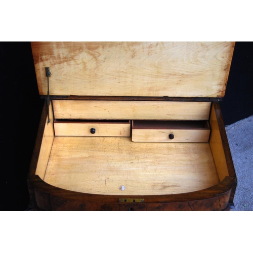 374 - Victorian walnut Davenport, the moulded top enclosing fitted interior over hinged slope with skiver,... 