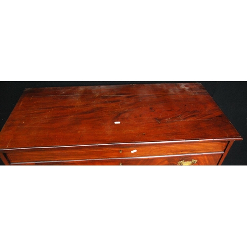 379 - 19th century walnut chest, the rectangular top over four graduated long drawers raised on bun feet, ... 