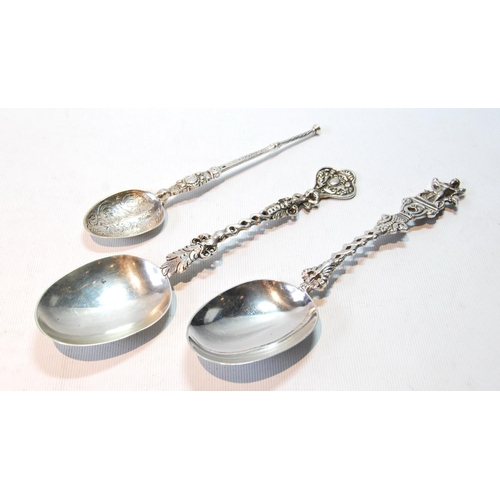 63 - Silver copy of the Anointing Spoon, 1935, and two others, engraved and pierced, by Hyam Hyams, 1875,... 