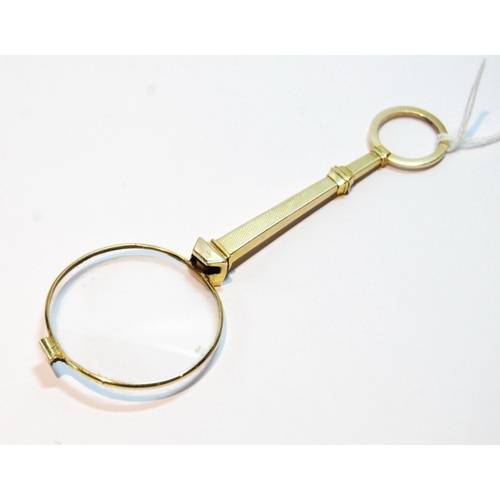 67 - Gold half lorgnette, probably 14ct, 12.7g gross.