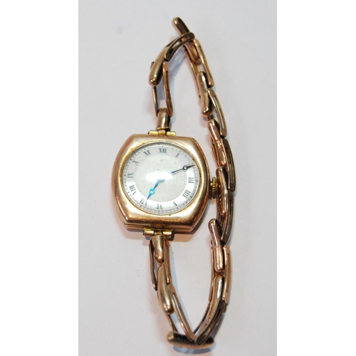 75 - Lady's Texa 9ct gold watch, 1926, on gold Berkeley expanding bracelet, 17g gross.