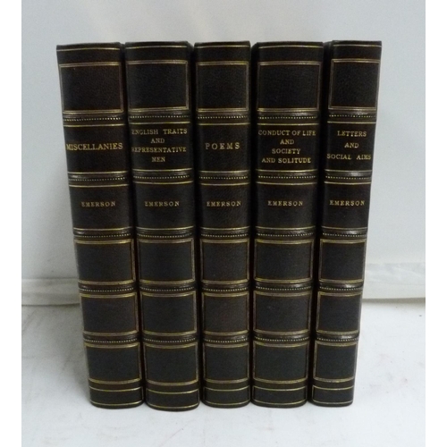 132 - EMERSON R. W.  Works. 5 vols. only. Nice green half morocco. Early 1900's.