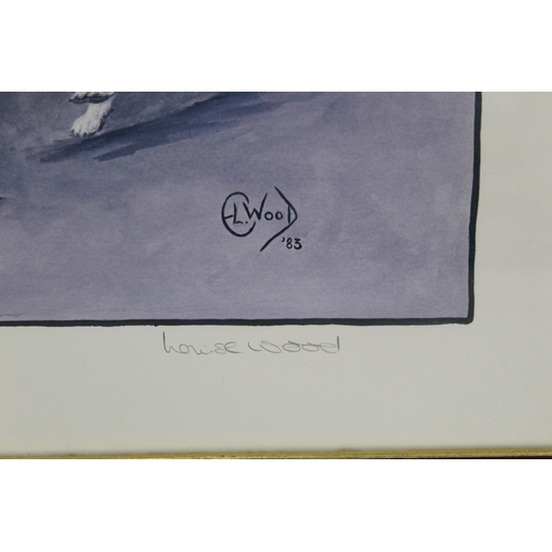 244 - Two limited edition colour prints after originals by Louise Wood of Jack Russell Terriers with a rat... 