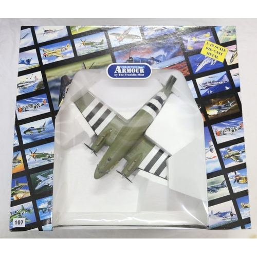 107 - Franklin Mint Armour Collection 1:48 scale diecast metal aeroplane model B11C969 C47 D-Day INV-USAAF... 