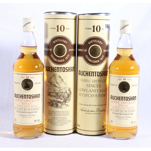 163 - Two bottles of AUCHENTOSHAN 10 year old triple distilled Lowland single malt Scotch whisky, distille... 