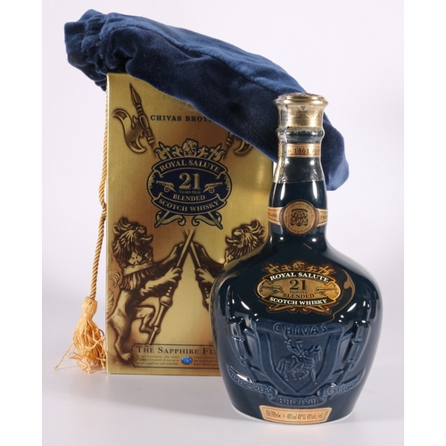 184 - ROYAL SALUTE 21 year old blended Scotch whisky bottled by Chivas Brothers in a Sapphire decanter 40%... 