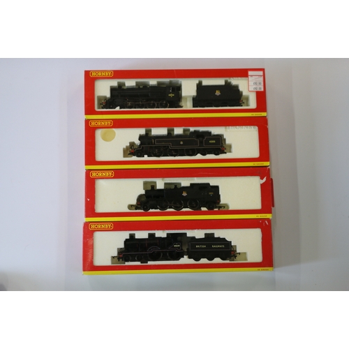 73 - Four Hornby OO gauge model railways locomotives including R2183A 4-4-0 tender locomotive 40610 BR bl... 