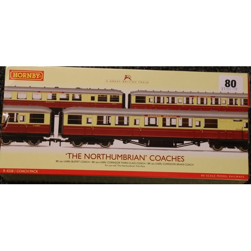 80 - Hornby OO gauge model railway coach pack R4228 The Northumbrian Coaches, boxed