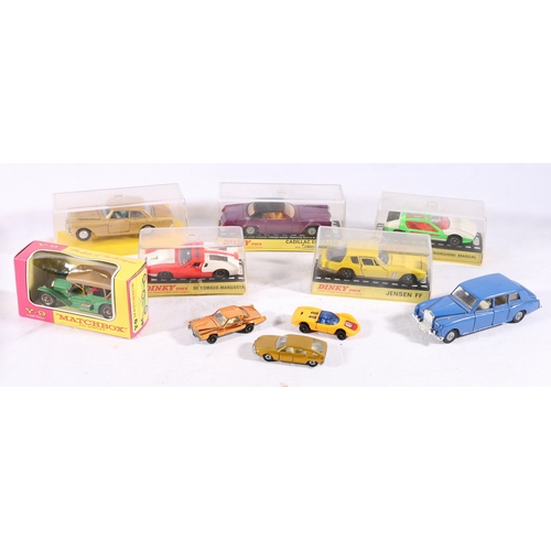 92 - Dinky Toys diecast model vehicles including 175 Cadillac Eldorado with speedwheels, 187 De Tomaso Ma... 