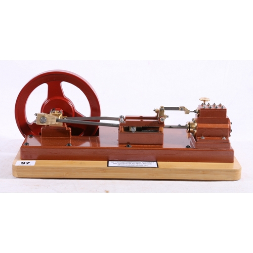 97 - Model mill steam engine (AR116) built by Albert Ranaldi, 38 cm long raised on wooden plinth base 38c... 