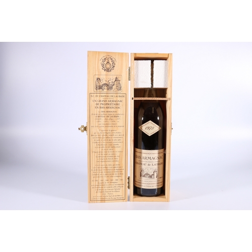 207 - Bas Armagnac 1978, appellation Chateau de Laubade, 40% abv, 70cl in pine box