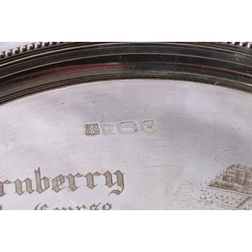 272 - Golfing interest, contemporary silver salver engraved with Turnberry Ailsa Course layout, scorecard ... 