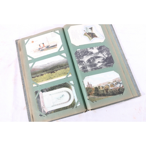 295 - An Edwardian Art Nouveau postcard album containing approximately 100 postcards including Machrihanis... 