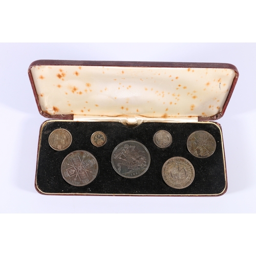 376 - UNITED KINGDOM Victoria (1837-1901) silver seven coin set 1887 including crown, double florin, half ... 