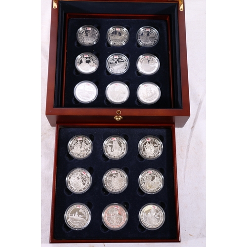 385 - The Royal Mint The History of the Royal Navy twelve coin silver proof set 2003/2004 and 2005 coins f... 