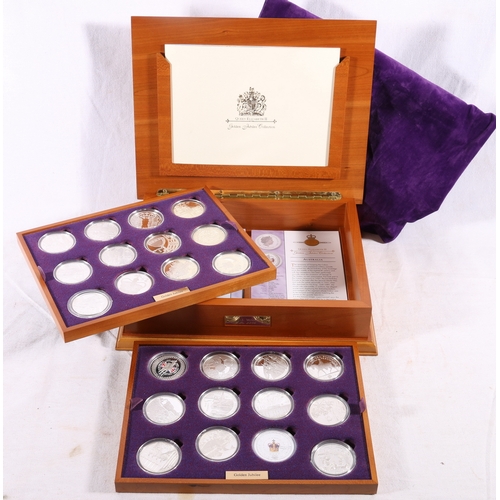 386 - The Royal Mint Queen Elizabeth II Golden Jubilee 24 coin silver proof collection 2002/2003 in fitted... 