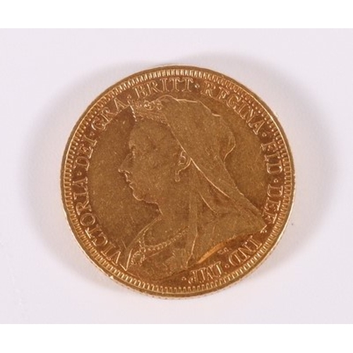 398 - UNITED KINGDOM Victoria (1837-1901) old veiled head gold sovereign 1894 M, Melbourne Australia Mint,... 