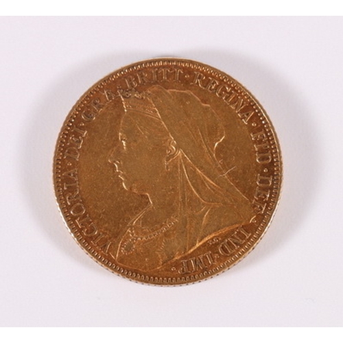 421 - UNITED KINGDOM Victoria (1837-1901) old veiled head gold sovereign 1898 M, Melbourne Australia Mint,... 