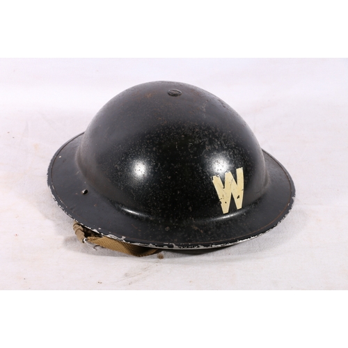 539 - British WWII Air Raid Wardens helmet stamped 