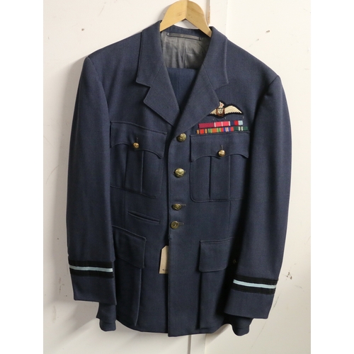 543 - British Royal Air Force dress uniform jacket having Gieves label, Pitt & Co brass RAF buttons, c... 