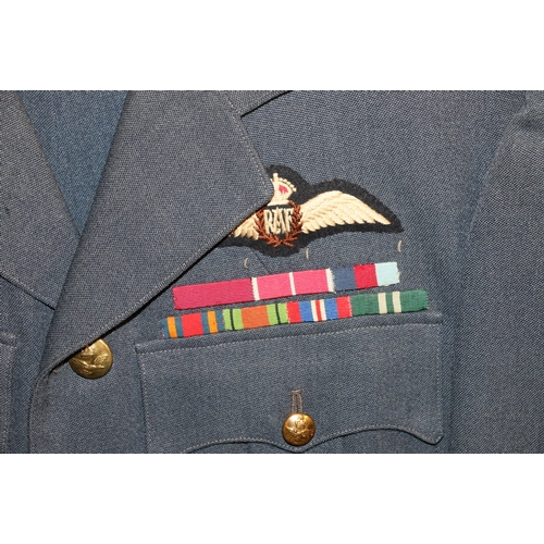 543 - British Royal Air Force dress uniform jacket having Gieves label, Pitt & Co brass RAF buttons, c... 