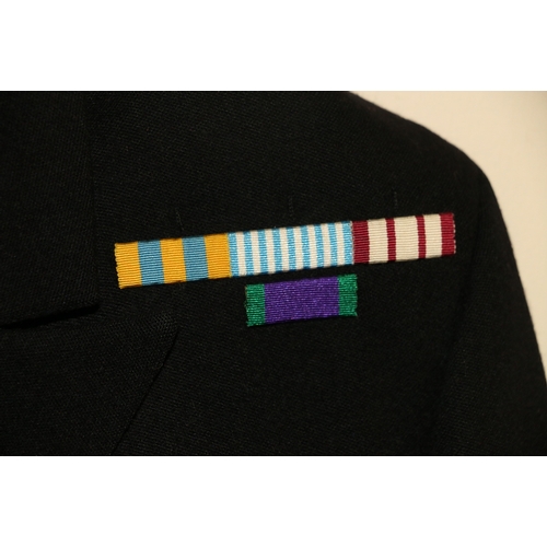 572 - British Royal Navy dress uniform jacket having Gieves and Hawkes label 