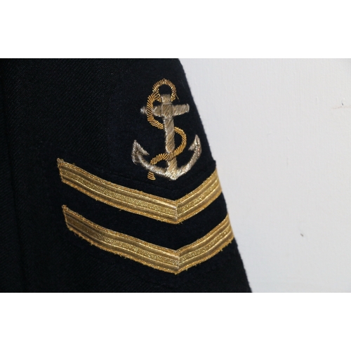 580 - British Royal Navy dress uniform jacket having C H Bernard & Sons Ltd of Harwich label, bullion ... 