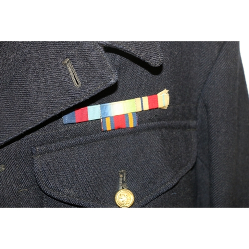 582 - British Royal Navy dress uniform jacket having H Lotery & Co Ltd label dated 1944 size 7, with b... 