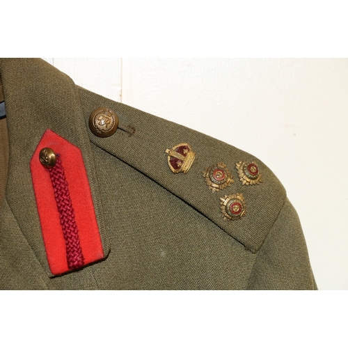 586 - British Army dress uniform jacket with brass George VI buttons by Pitt and Co, epaulette stars and c... 