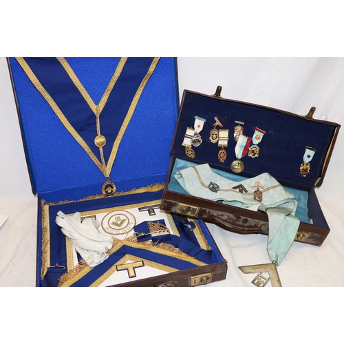 541 - Masonic regalia with jewels including Royal Masonic Institution for Boys 1957 and 1969 Steward badge... 