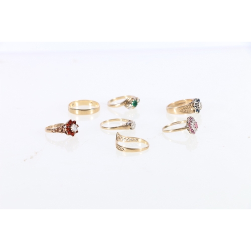 114 - Seven 9ct gold dress rings, 14.5g gross