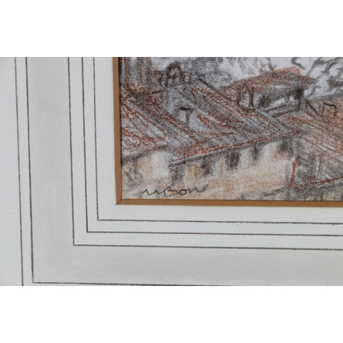 215 - SIR DAVID MUIRHEAD BONE (Scottish 1876-1953) *ARR*, Perugia Roofs - Italy, Signed pencil drawing, 24... 