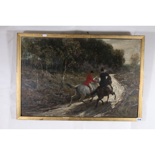 219 - PHILIP RICHARD MORRIS ARA (1836-1902), Hunting scene, Signed oil on board, 50cm x 76cm