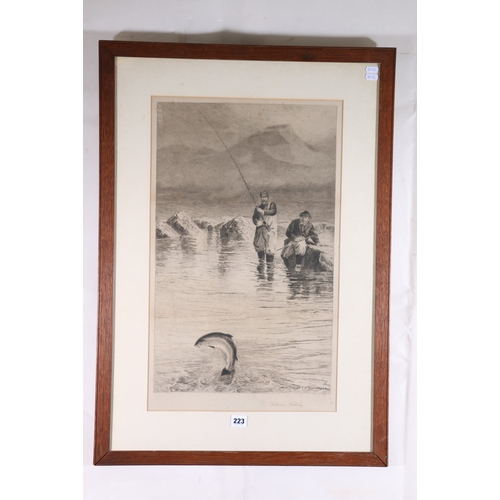 223 - AFTER CHARLES WHYMPER RI, (1853-1941), Salmon Fishing, Etching by H R ROBERTSON, 58cm x 35cm... 