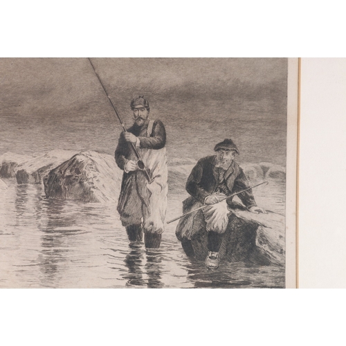 223 - AFTER CHARLES WHYMPER RI, (1853-1941), Salmon Fishing, Etching by H R ROBERTSON, 58cm x 35cm... 