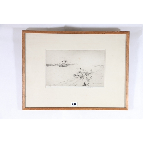 232 - JAMES MCBEY (1883-1959) *ARR*, Brightlingsea - Essex, Pencil signed etching, 18cm x 30cm