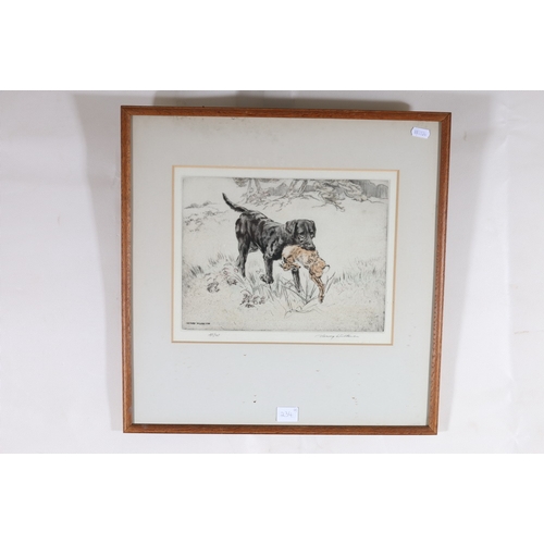 234 - HENRY WILKINSON (1921-2011), Labrador Retrieving Hare, Pencil signed artist's proof colour... 