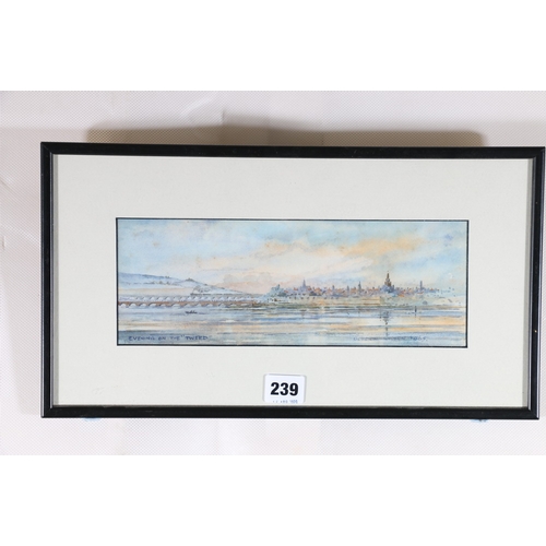 239 - GORDON WILSON, Evening On The Tweed, Signed and dated 1965 watercolour, 9.5cm x 27.5cm... 